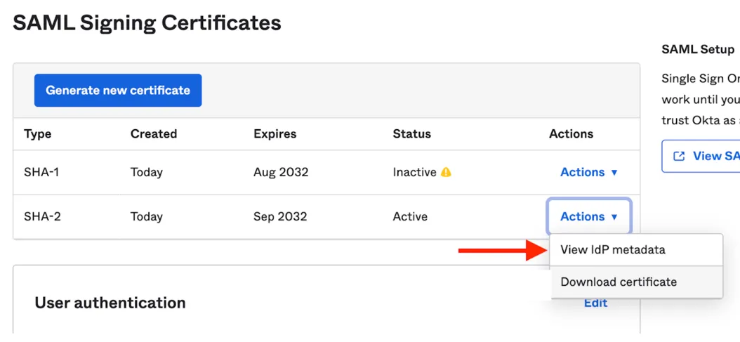 View identity provider metadata