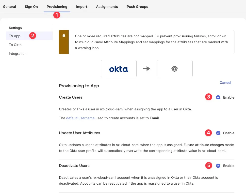 Enable SCIM provisioning features to app