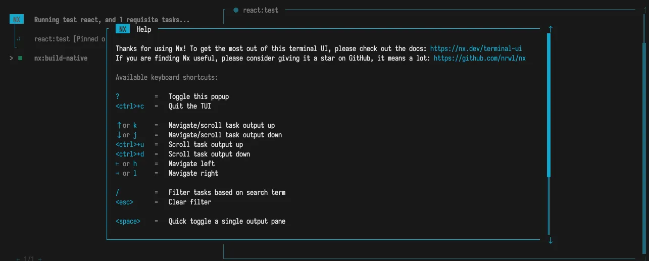 Terminal UI Help