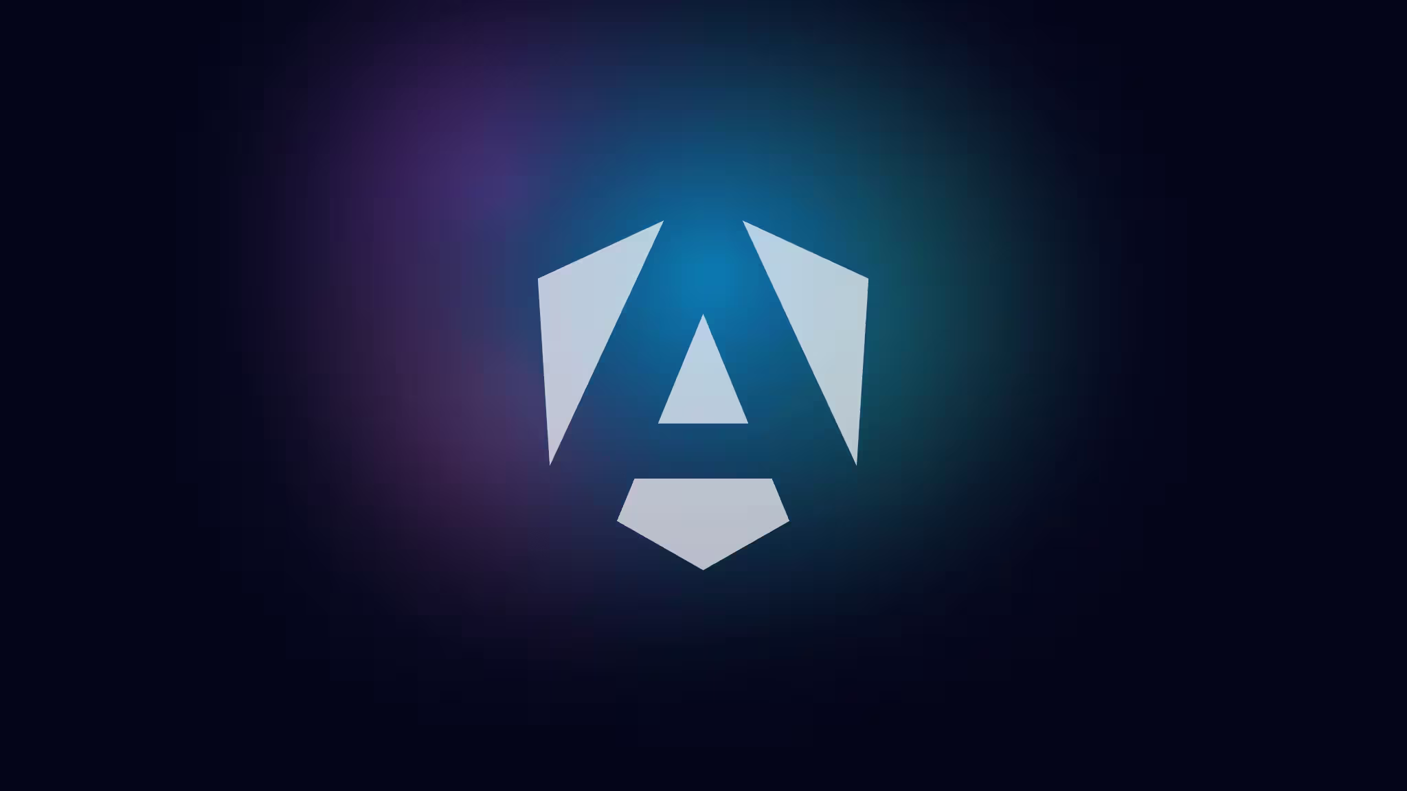 The Angular logo against a gradient background
